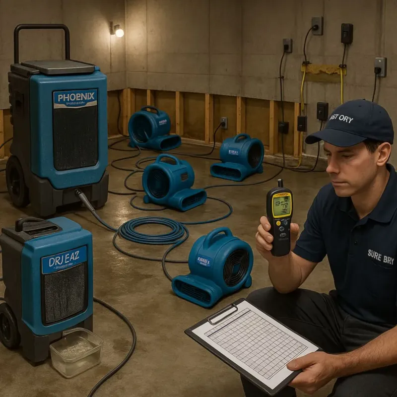 Structural Drying and Dehumidification process in La Croft, OH
